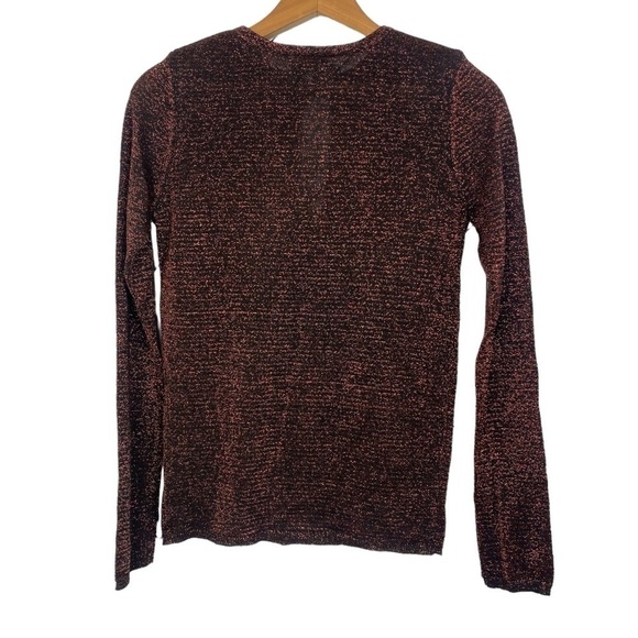 ASOS Metallic Orange Black Long Sleeve Top - Picture 2 of 5